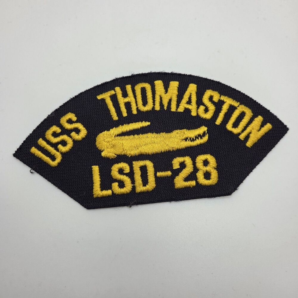 Vintage USS Thomaston LSD-28 U.S. Navy Ship Patch Embroidered 6"x3" Amphibious